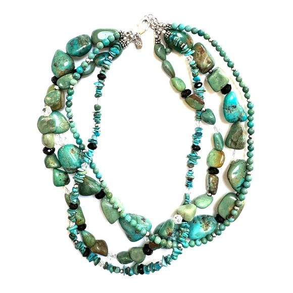 SILPADA Necklace Turquoise N1299 Sterling Silver 4 Strand VERY GOOD CONDITION - Picture 1 of 5
